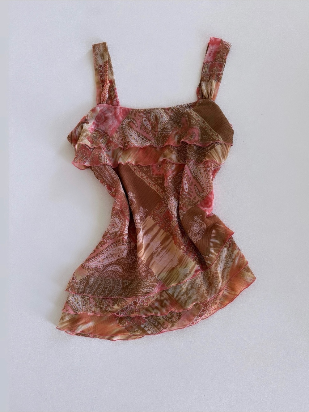 Vintage Y2K Paisley Patchwork Ruffle Cami Top
Boho Fairy